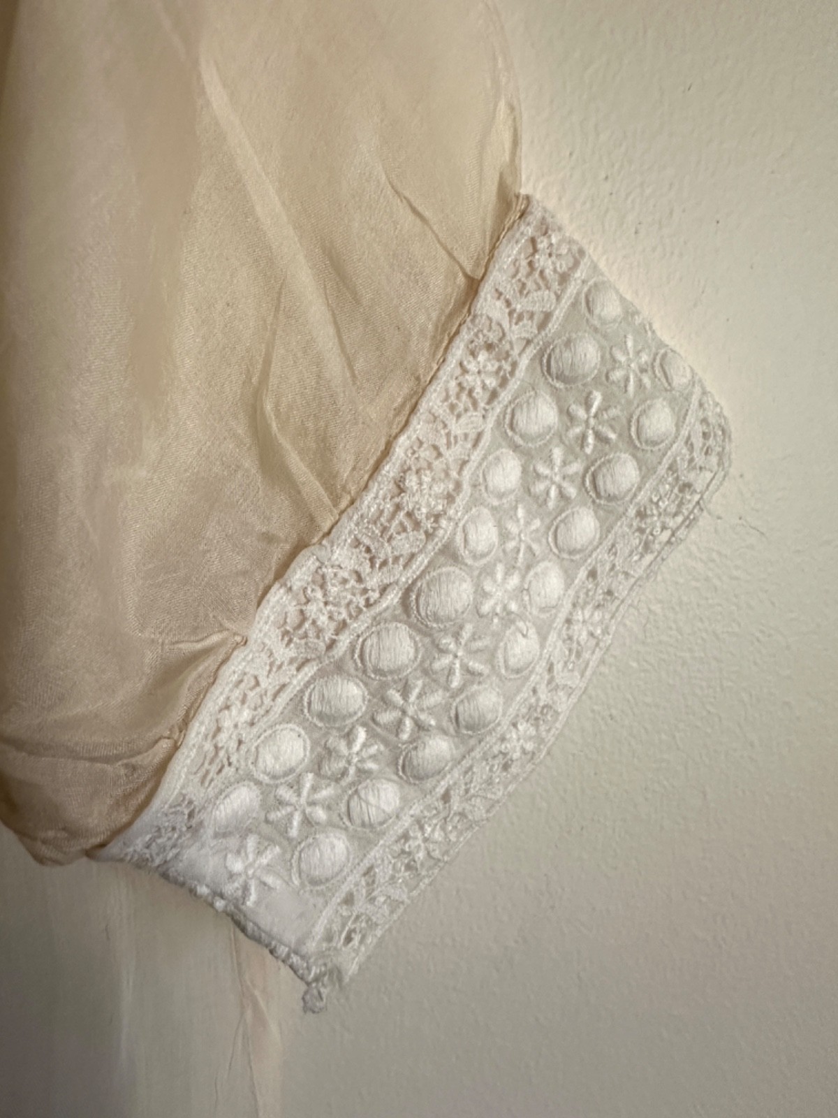 Edwardian Tea Dress Antique Silk Organza with Lace Rare Vintage