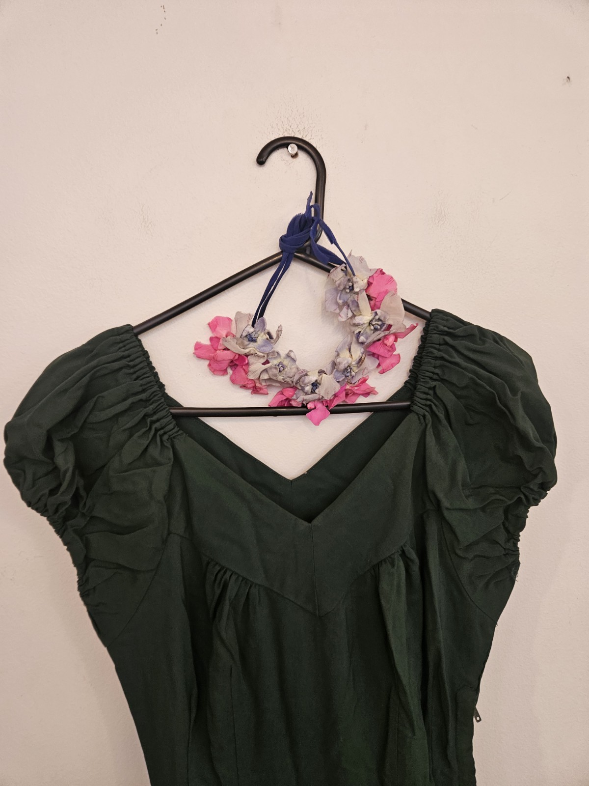 Vintage Authentic Victorian Edwardian Forest Green Dress Size XS-S