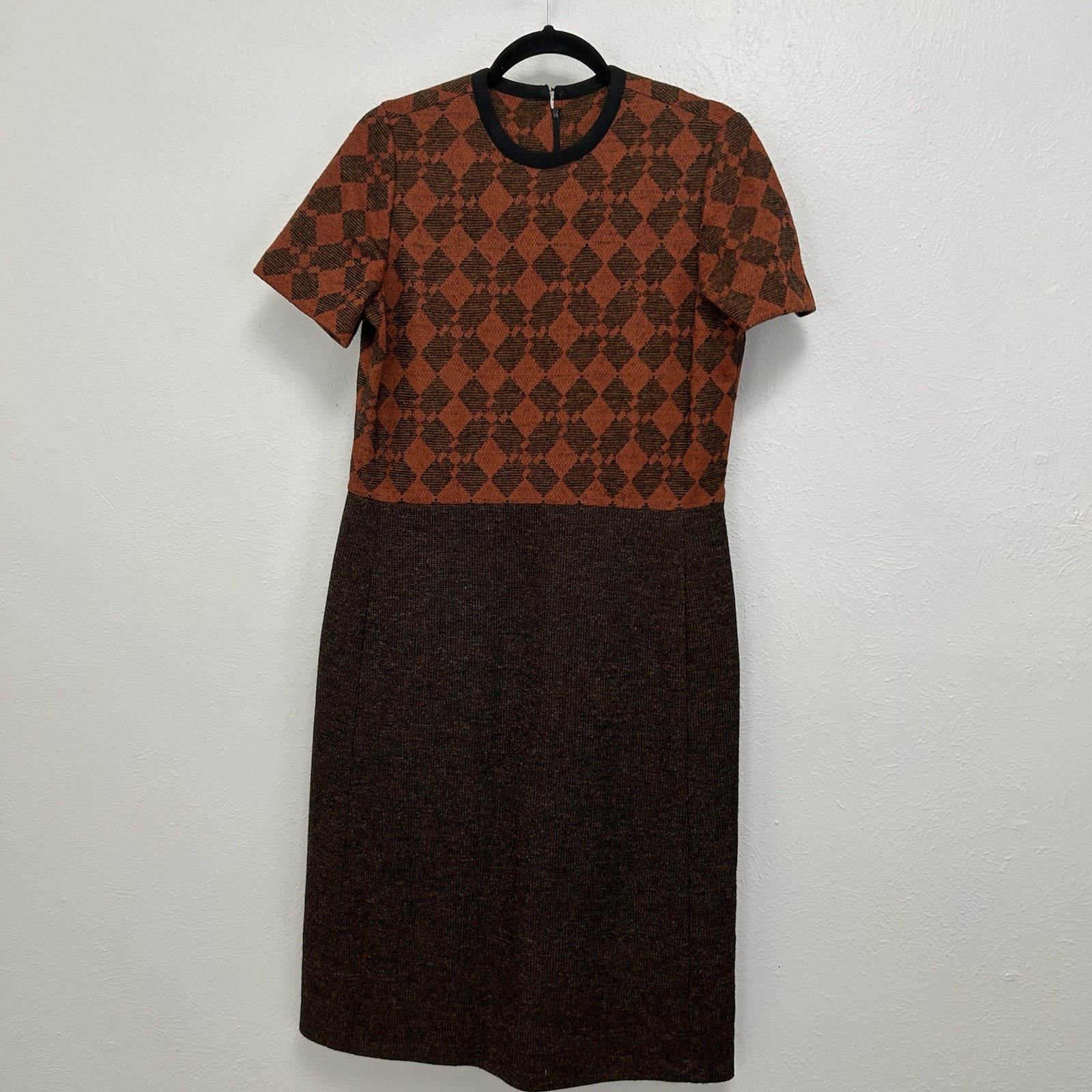 VTG Alper Schwartz M/L Brown Orange Wool Tweed Suit Dress Jacket 2-Pc 1960s/70s