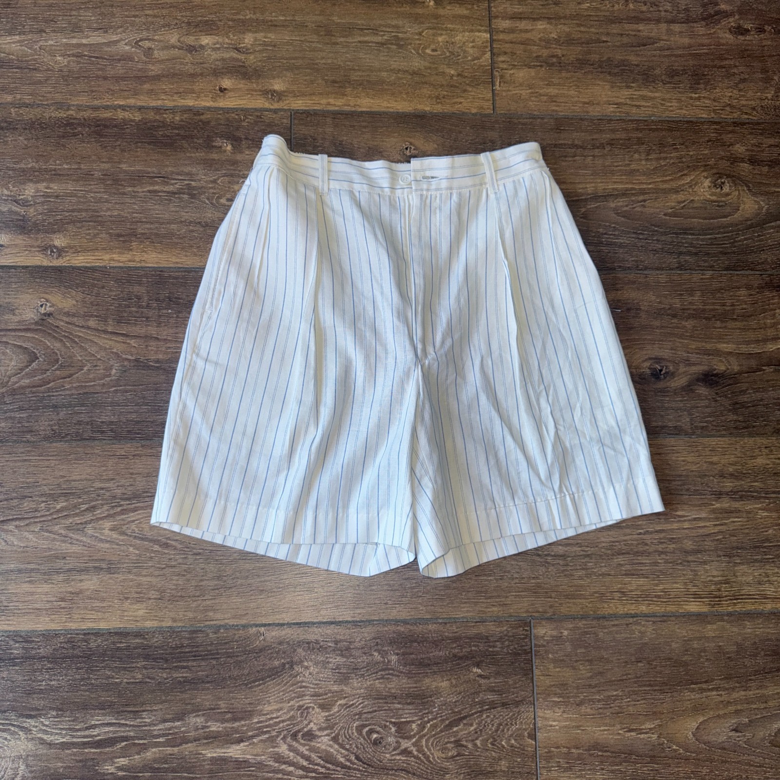 Vintage Pinstripe High Waist Pleated Bermuda Shorts Women&rsquo;s S Made in USA