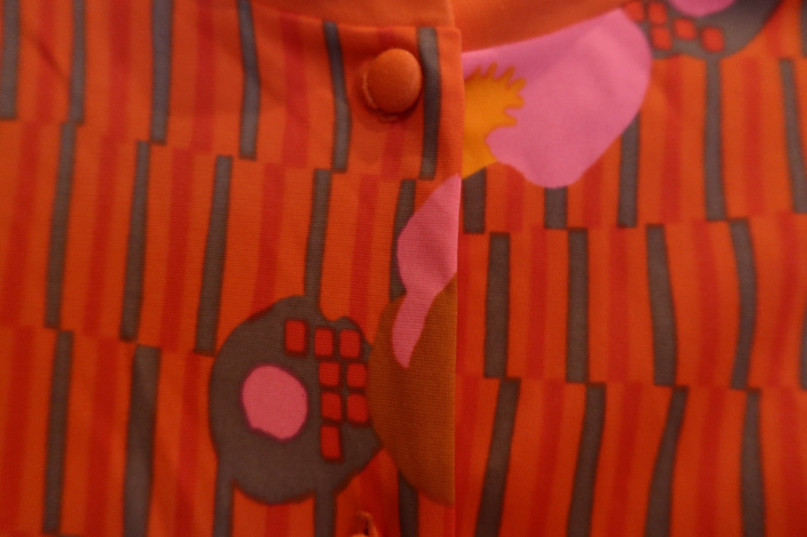 Vintage 70s E-Stewart USA Maxi Dress Orange Pink Psychedelic Pool Party M/L
