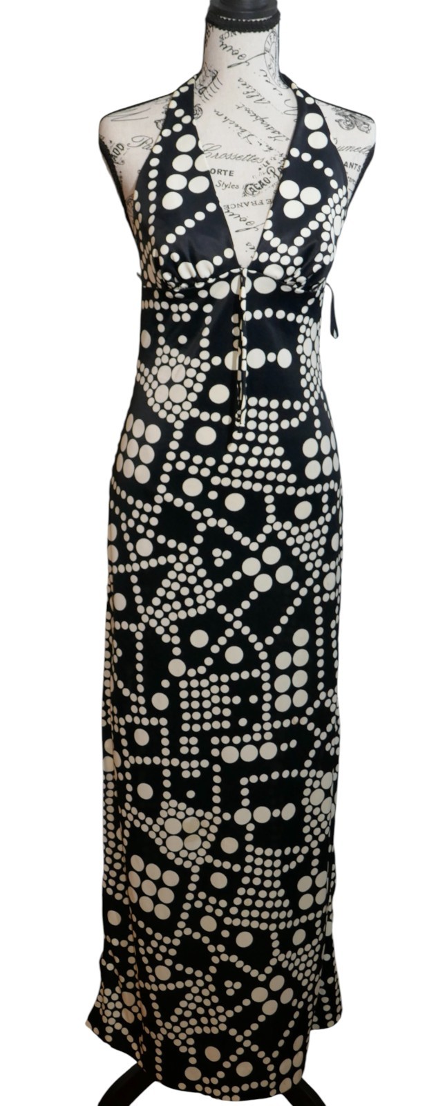 Catalina Vintage 1960s 1970s Black and White Polka Dot Swim Maxi Dress Size 10