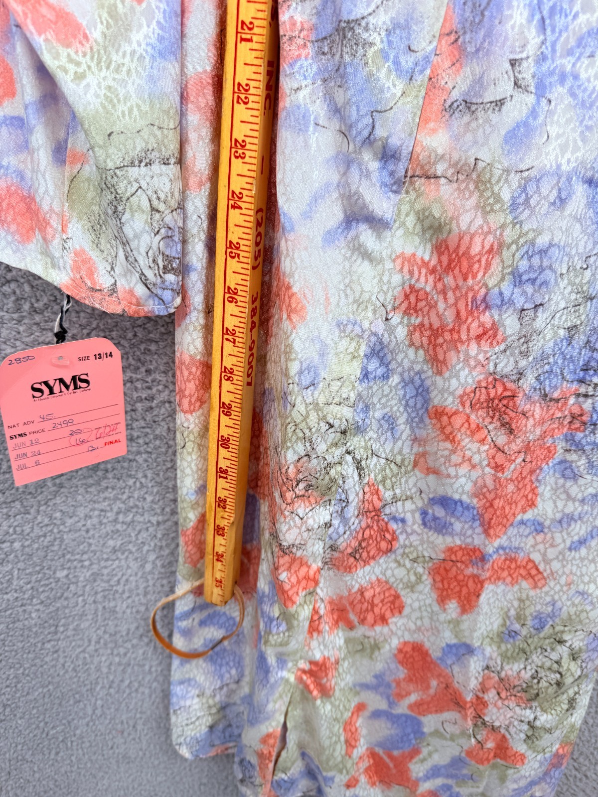 DeadStock Vtg Lori Max 80s Size 13/14 Floral Print Dress Dramatic Gathered Waist