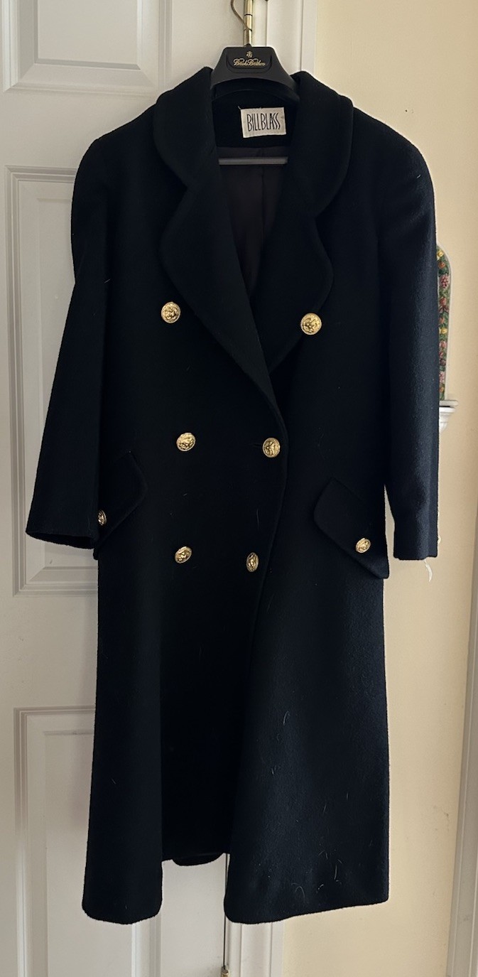 Bill Blass Navy Blue Wool Double Breasted Military Style Size 4 Fine