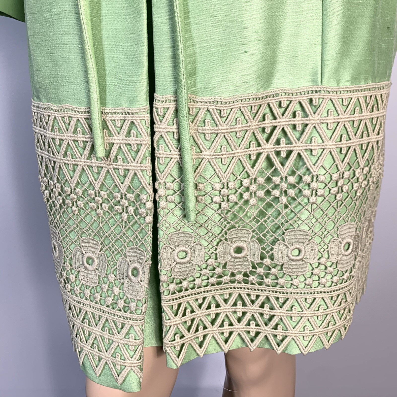 Vintage 60s Alfred Werber Suit Crochet Lace Shiny Dress Coat 12 See Description