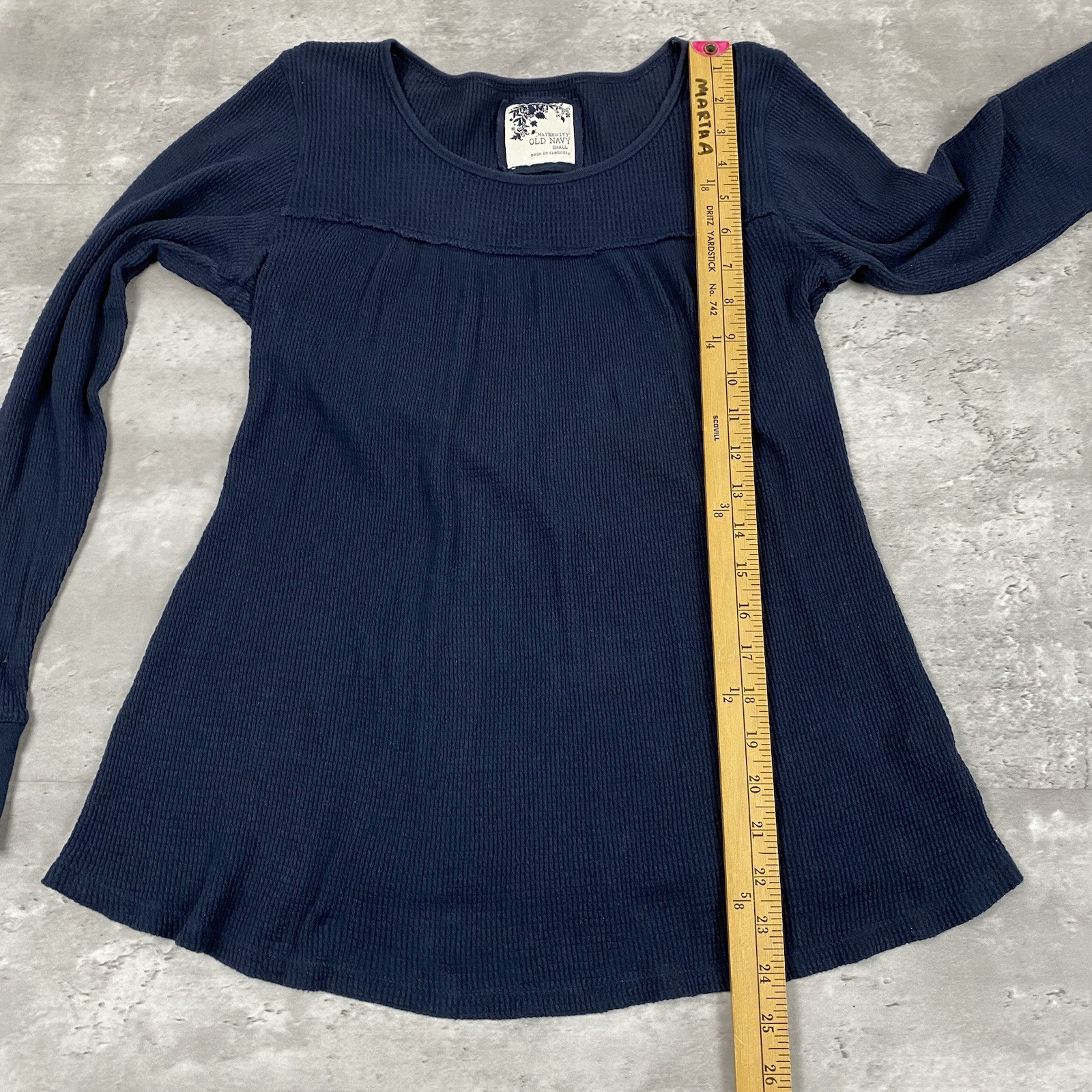 vintage y2k OLD NAVY MATERNITY thermal babydoll long sleeve top blouse S blue