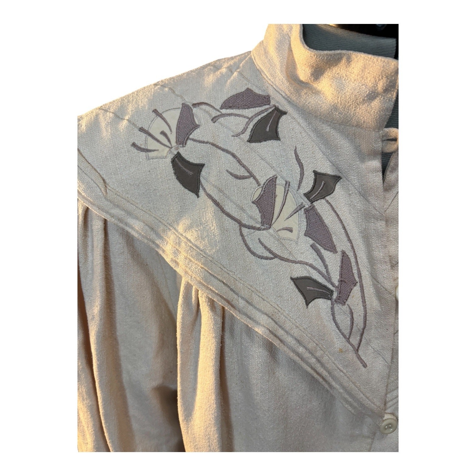80s Ivory Raw Silk Jacket Avant Garde Sailor Collar Romantic Prairie