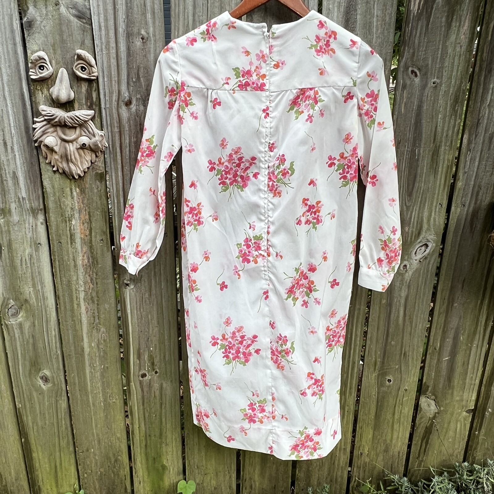 Vintage 60s 70s Pink Floral Kawaii Dress W/Matching Headband Cottagecore XS 0/ 2