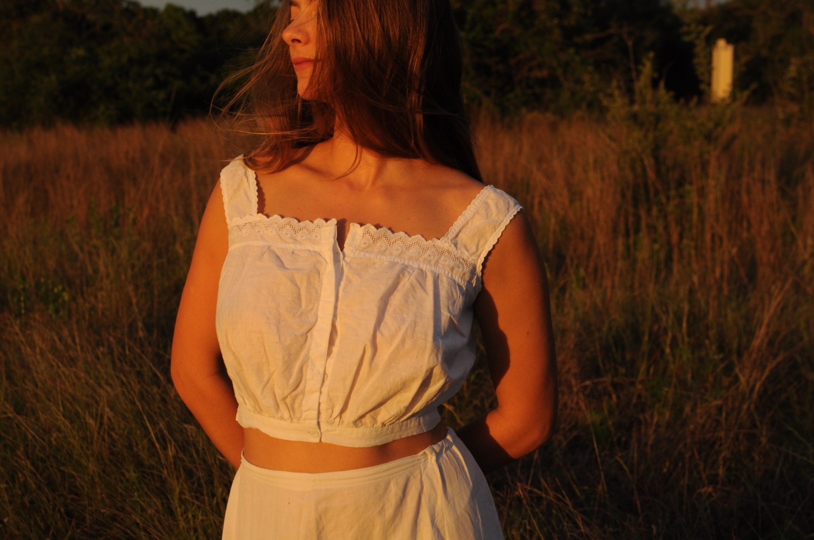 Antique Edwardian Linen Under Bodice Corset Top 1900s 1910s