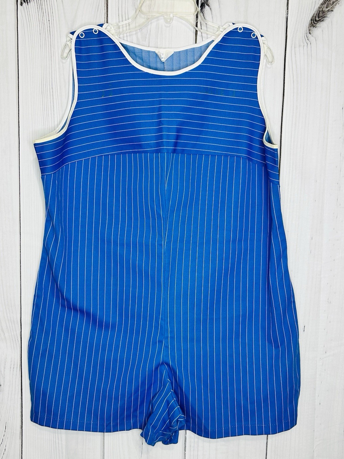 Vintage Romper PE Tank Top 60s Gym Class Physical Education Sz XXL Blue Striped