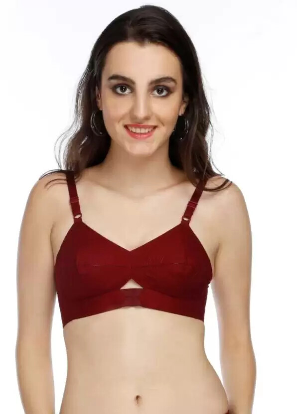 Vintage Maroon Cotton Bullet Bra – Round Stitch Comfort & Style for Every Body