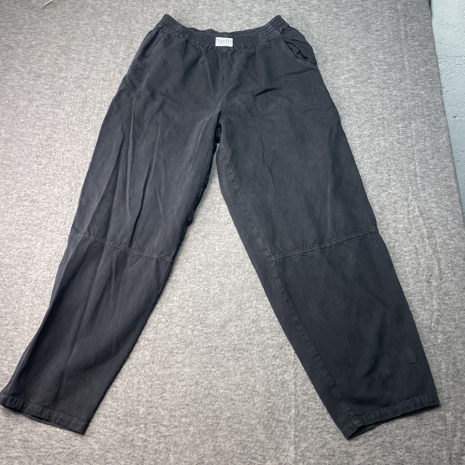Vintage B.U.M. Equipment Cotton Pants Women Medium Black Vintage Elastic Waist