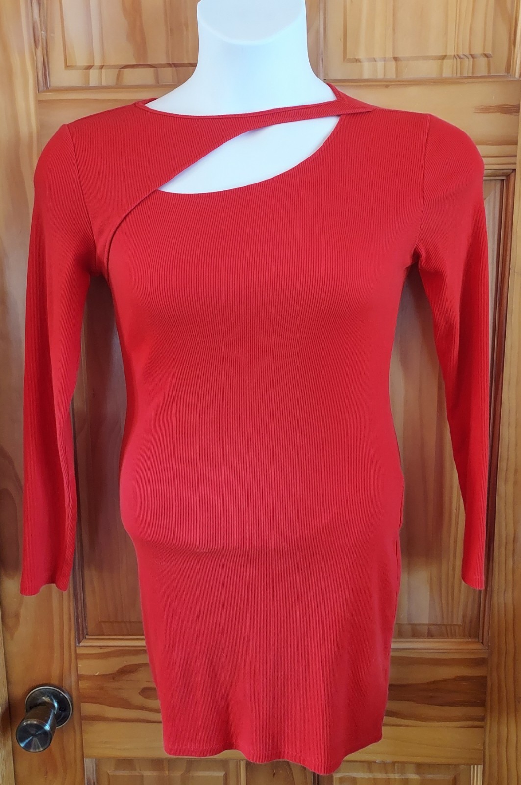 Vintage 80s Wild Fable asymmetrical Red Long Sleeve Dress Valentines Small