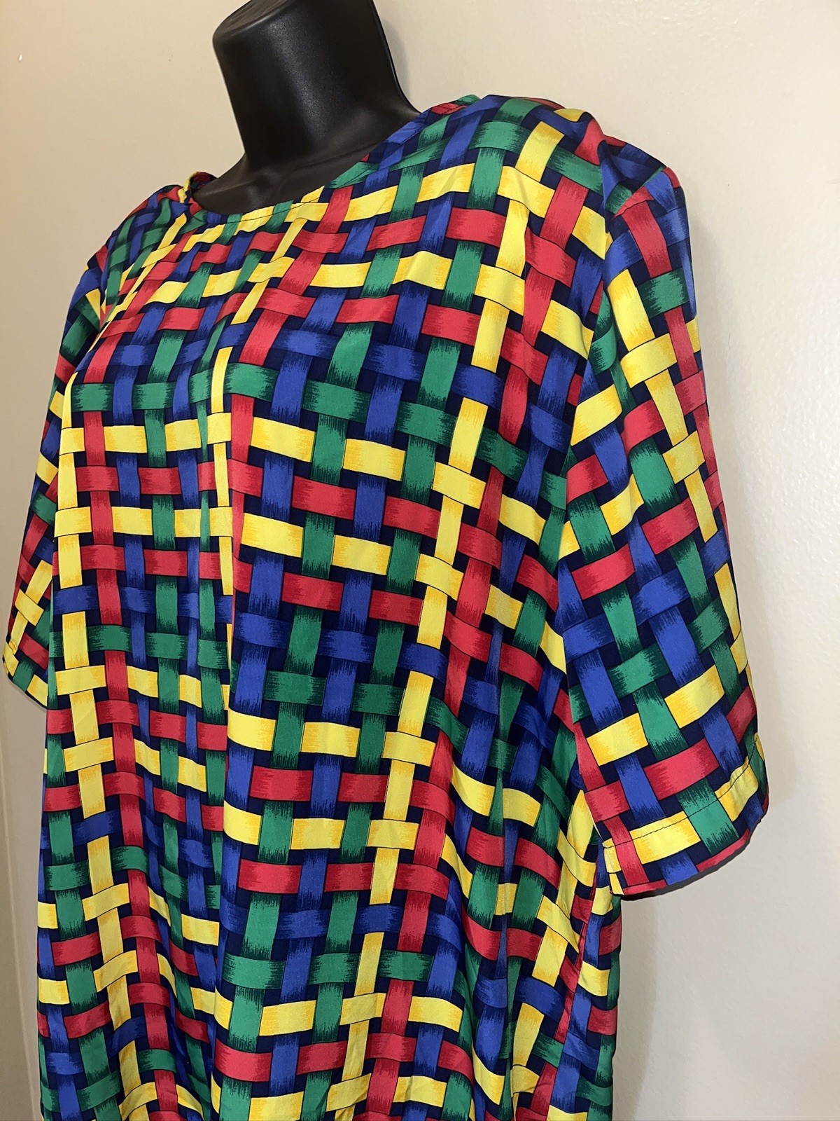 Vtg 90s CST Studio Top Blouse Weave Pattern 22W Made Korea Shoulder Pads
