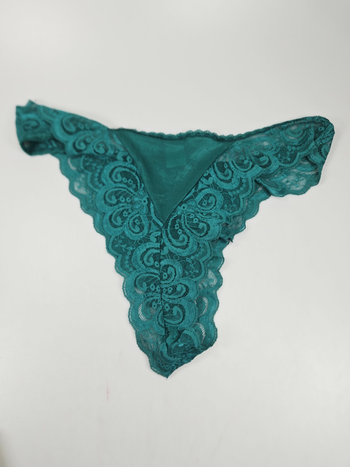 Vintage Intimate Attitudes Lace High Cut Bikini Thong Panty Sz 1-2X Green Sexy