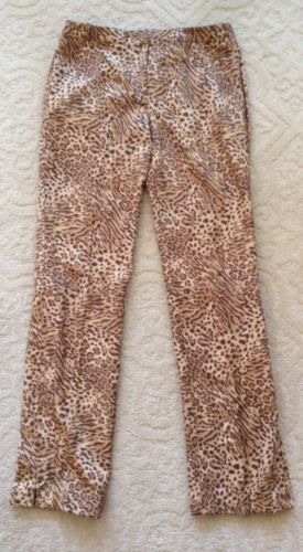 GIANNI VERSACE COUTURE Leopard Raw Silk Zippers Leg Pants EU 40 Italy Very RARE!