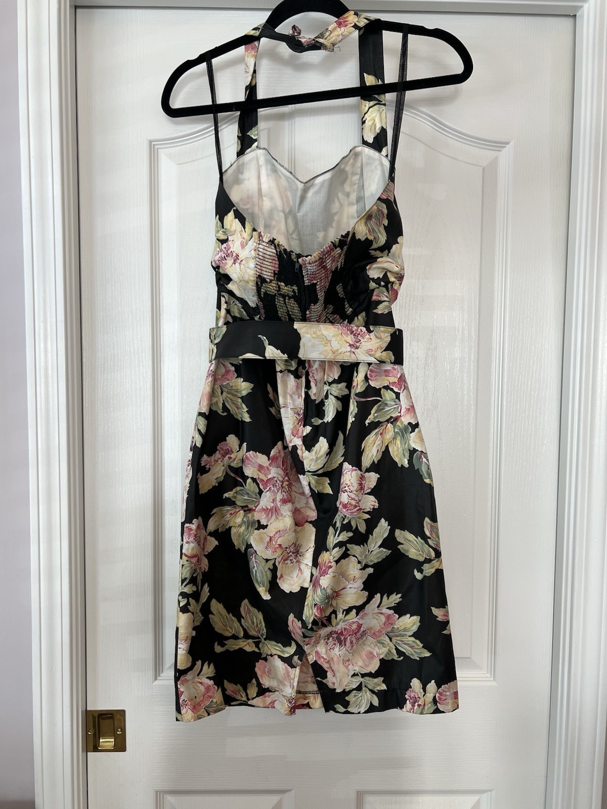 Vintage Floral Pencil Bombshell Pinup Halter Dress Carol Anderson 5/6 Small