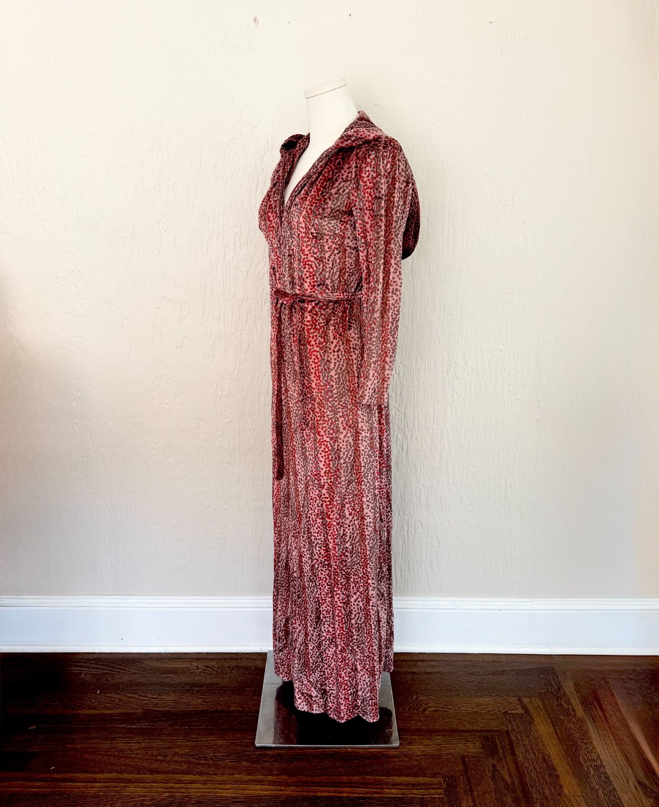 Vintage 1970s Velour Hooded Maxi Dress Witchy Disco Goddess by Carlye
