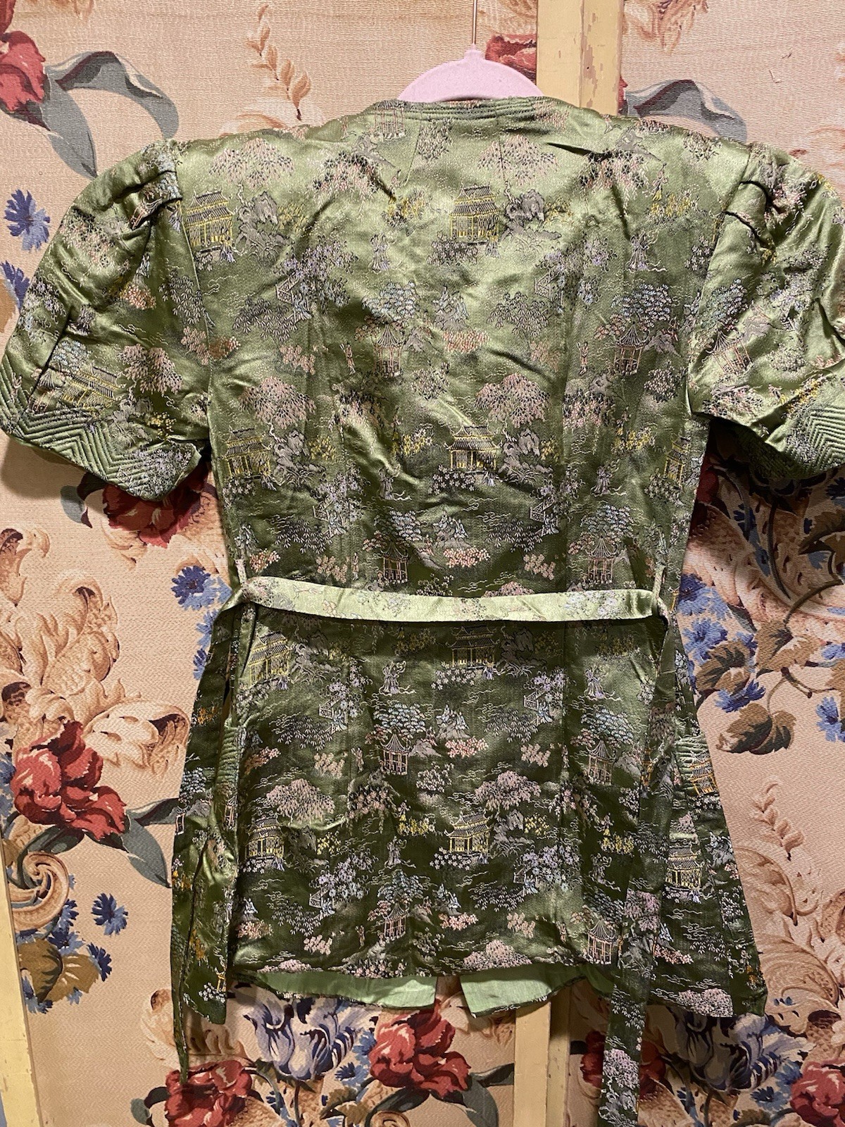 VTG Embroider Estat Regency Brocade Blazer Detail Puff Sleeve XS Oriental Design