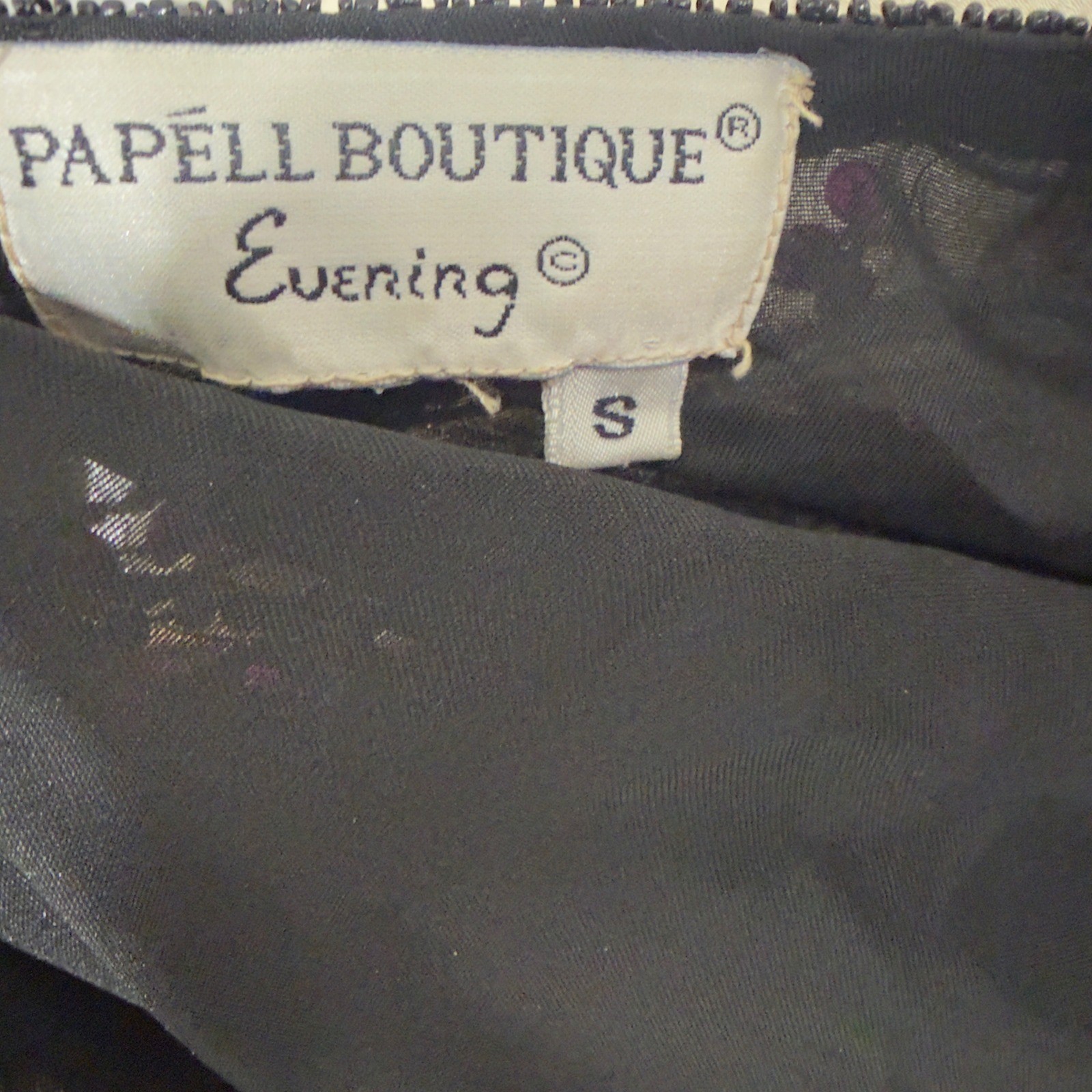 Papell Boutique Evening Vintage Beaded Sequin Jacket Black Silk Purple Small