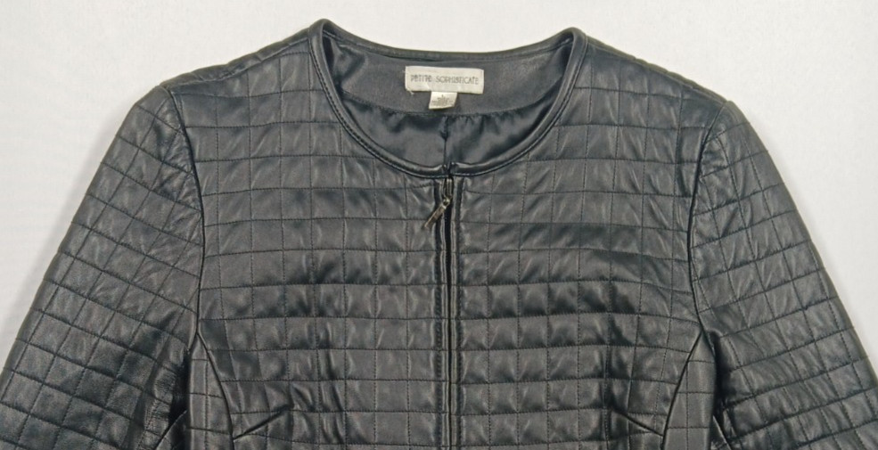 Petite Sophisticate Vintage Leather Jacket Ladies Size Large Black