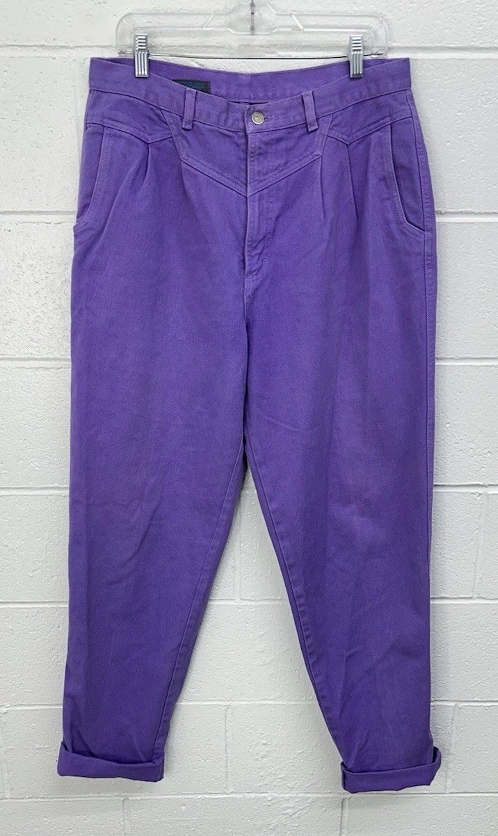 VTG Women&rsquo;s 90s Purple Denim Rocky Mountain Jeans Sz 33 1990s Rockies Bareback