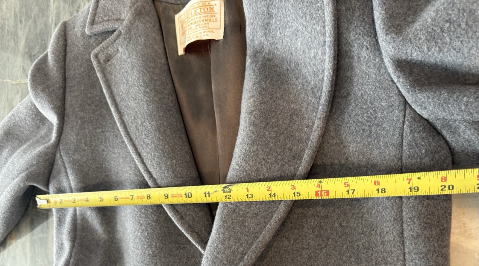 Pendleton 80’s VTG Pure Virgin Wool Women’s Long Gray Coat Made In USA Size12