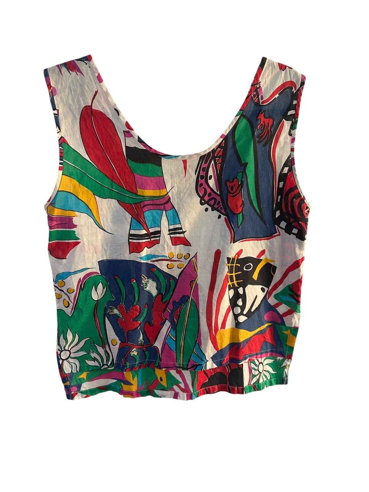 Jenny Kee Flamingo Park Vintage Tank Top Cotton Australia Rare Size 12 Art Print