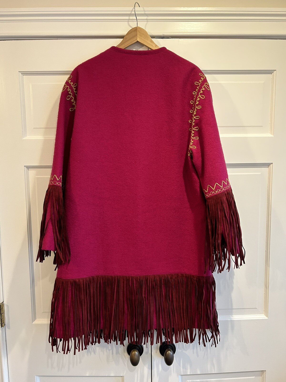 Vintage Christian Lacroix Pret-A-Porter Pink Suede Fringe Cashmere Wool Coat