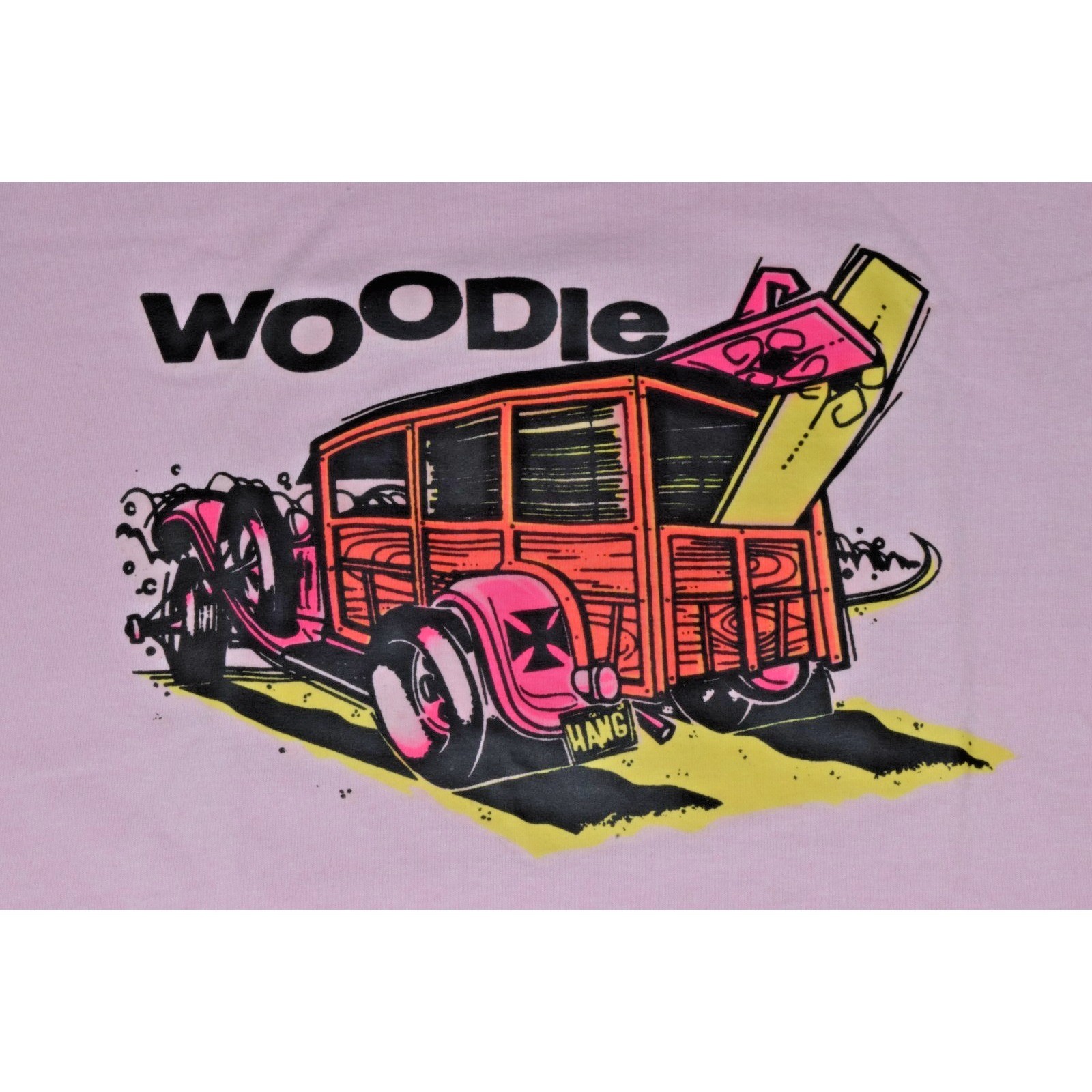 Vintage T-Shirt Screen Stars size S 80s Pink Woodie Surf Wagon Single Stitch