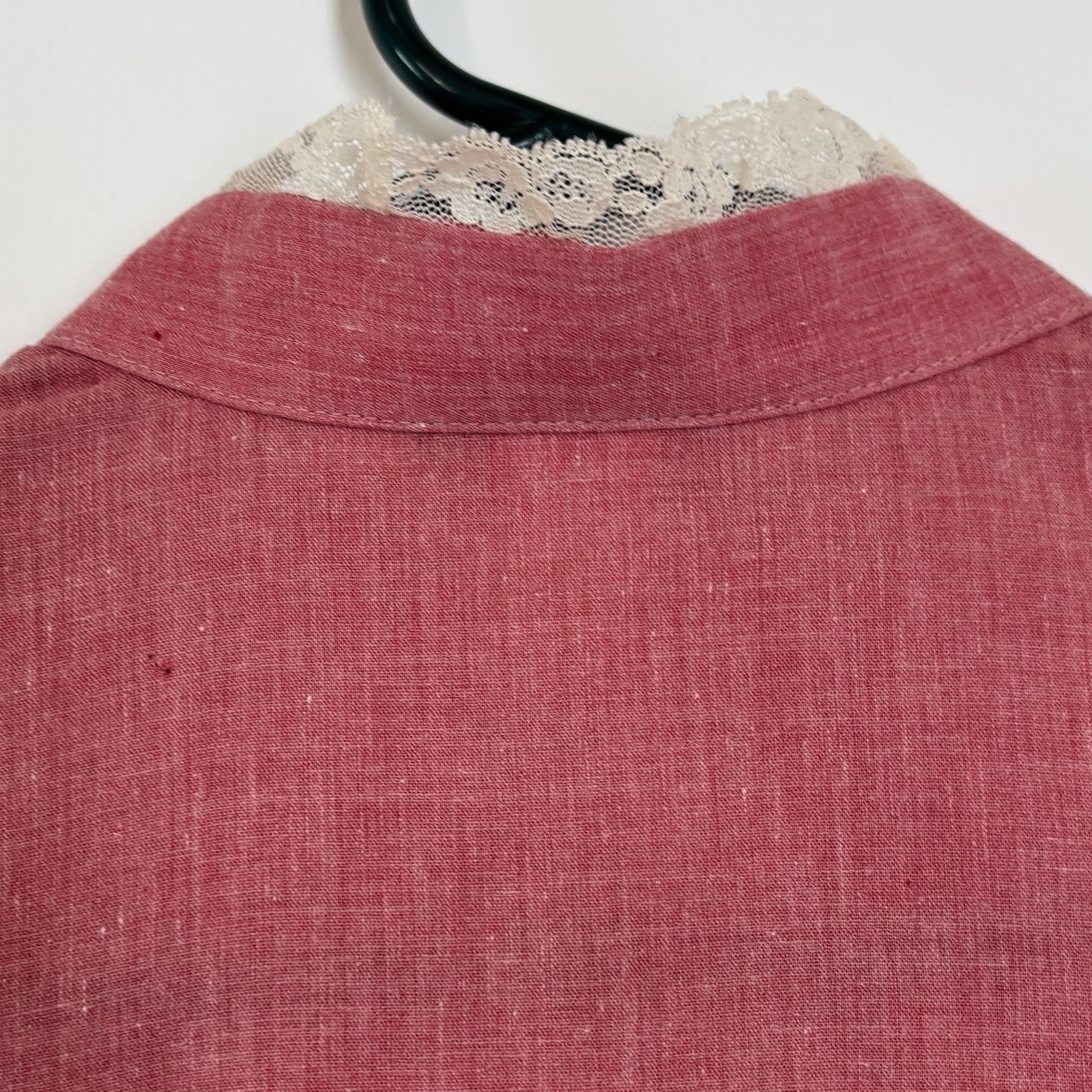 Vintage Dee Cee Prairie Western Blouse Shirt Red Lace Ruffle High Neck Large