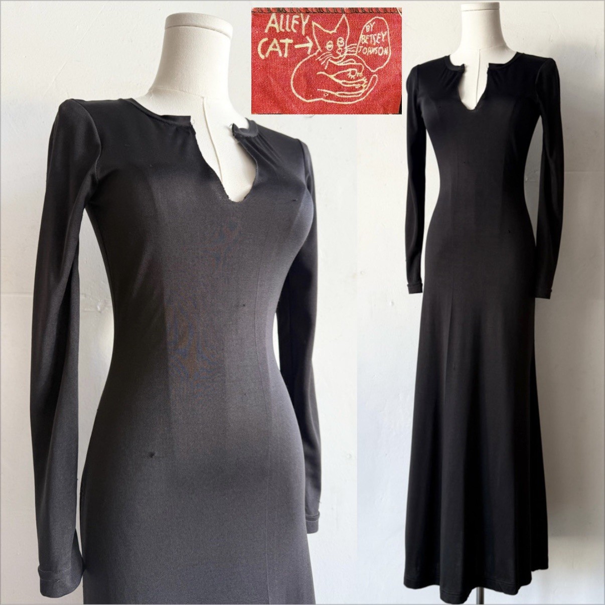 VTG 1970’s Betsey Johnson Alley Cat Label Maxi Dress, Custom Additions, Rare