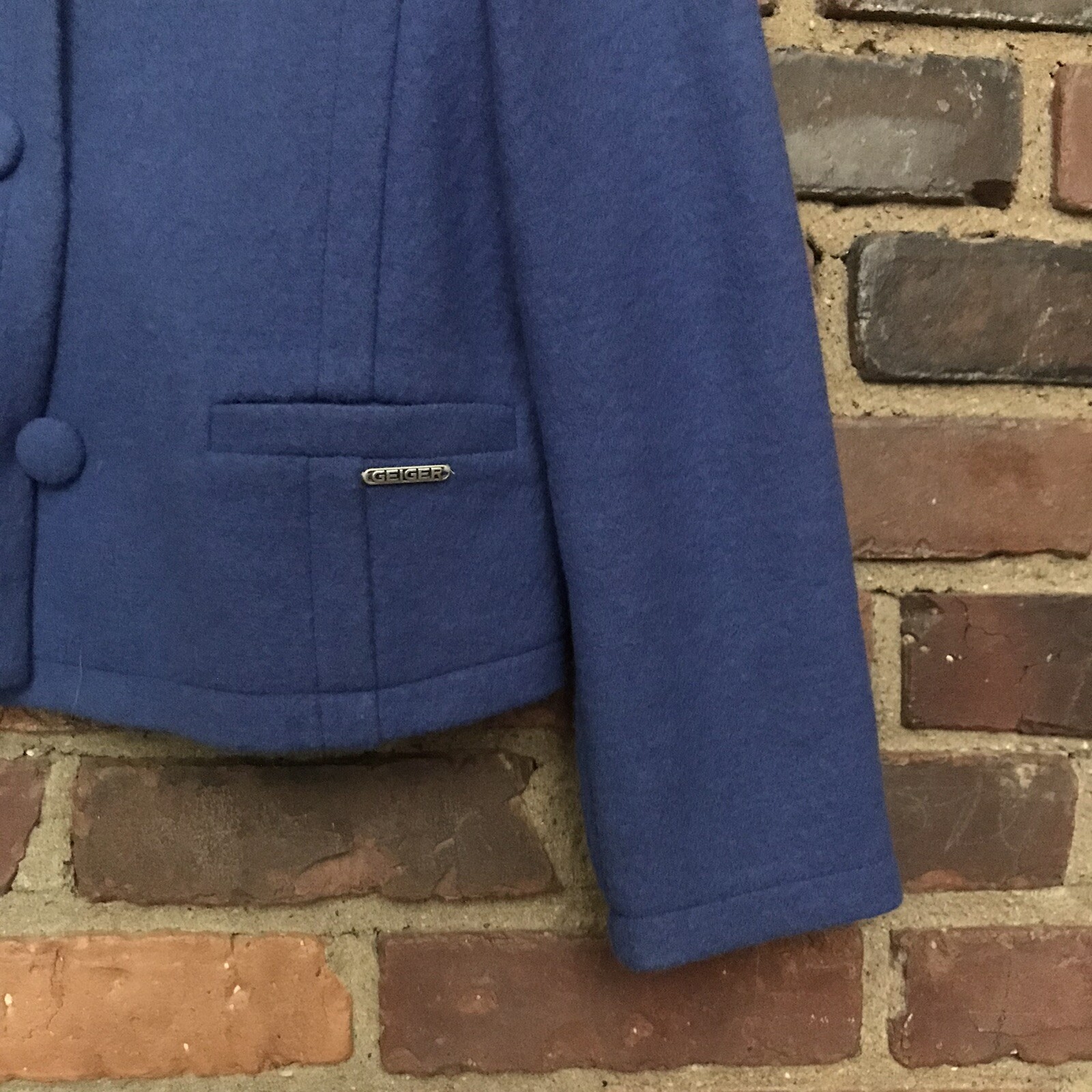 GEIGER Austria Wool Blue Jacket Size 38 -40 Chest -20.5” Long -Cheapchicplus