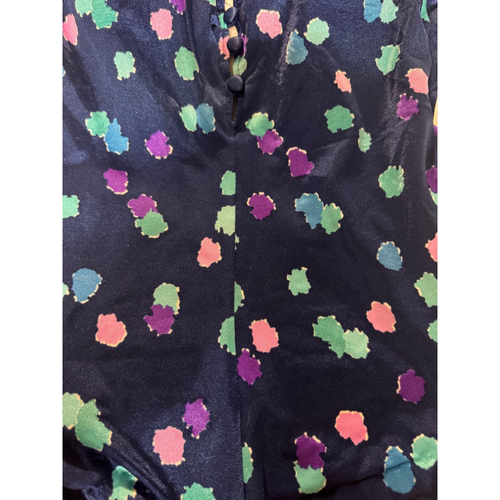 Maxine of Hollywood Vintage One Piece Swimsuit Navy Blue Abstract Polka Dot 16