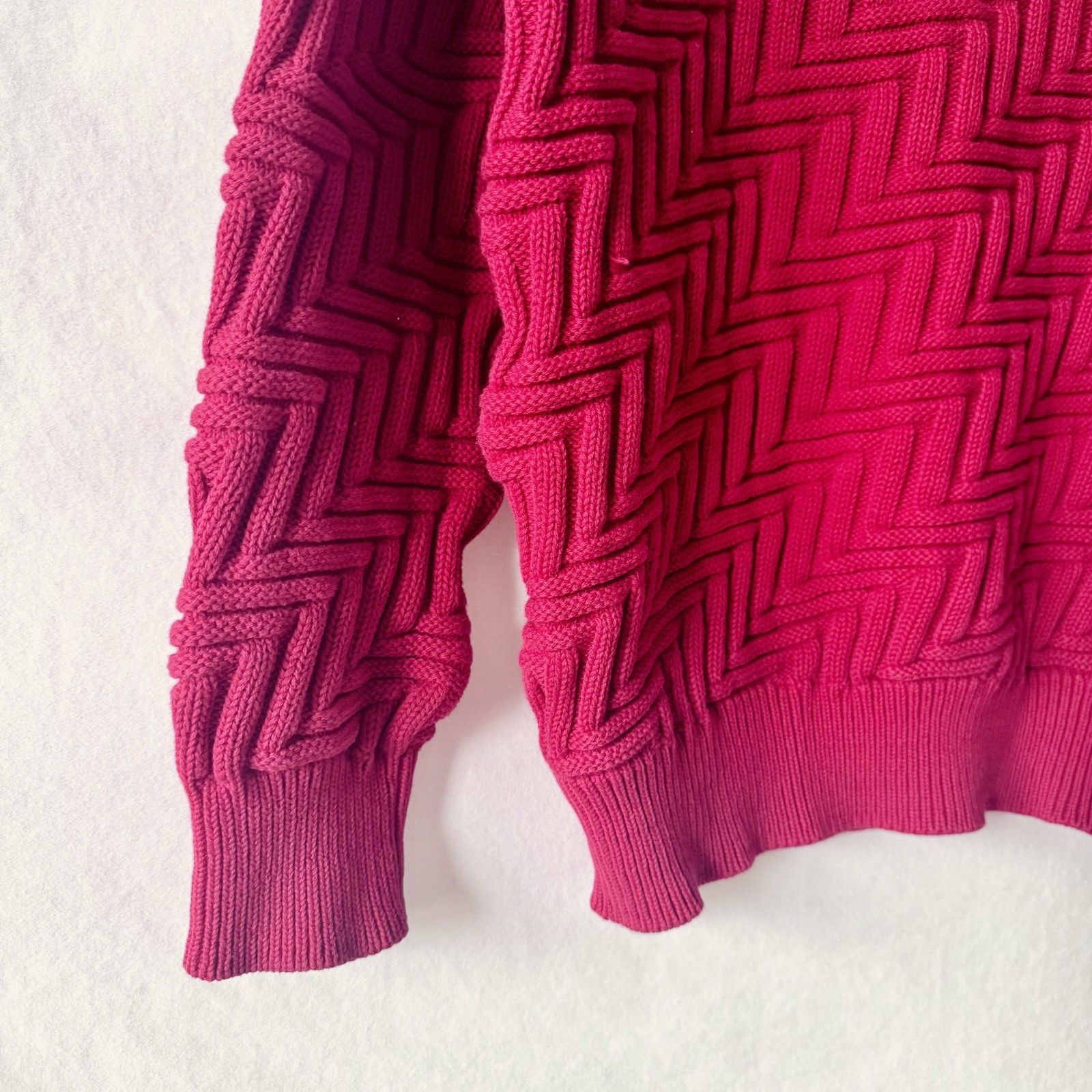 Vintage Architect 3D Textured Knit Sweater Women’s L Red 100% Cotton Jamaica