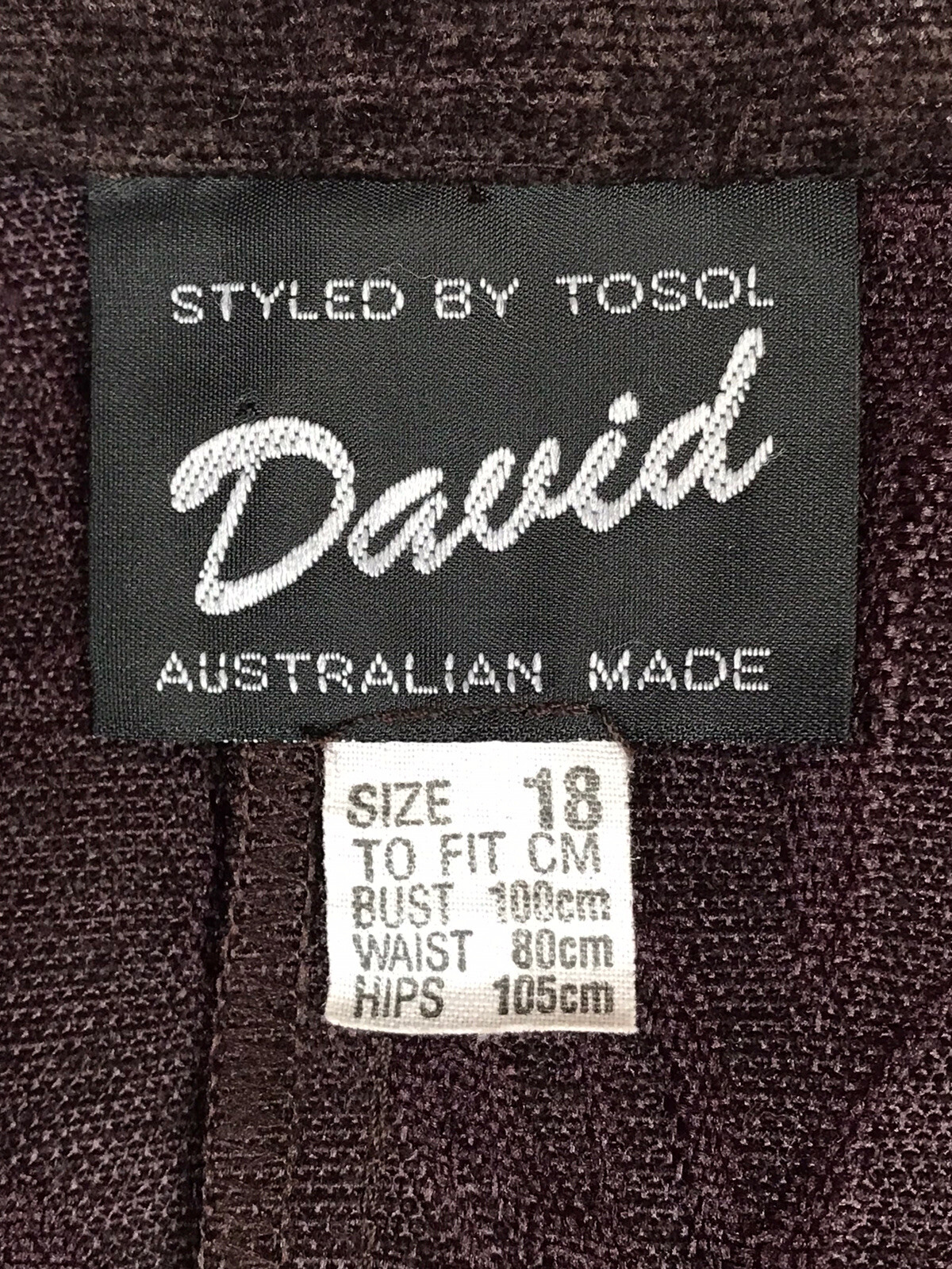 Vintage Womans Brown Jacket By David Size 18 Made In Australia
