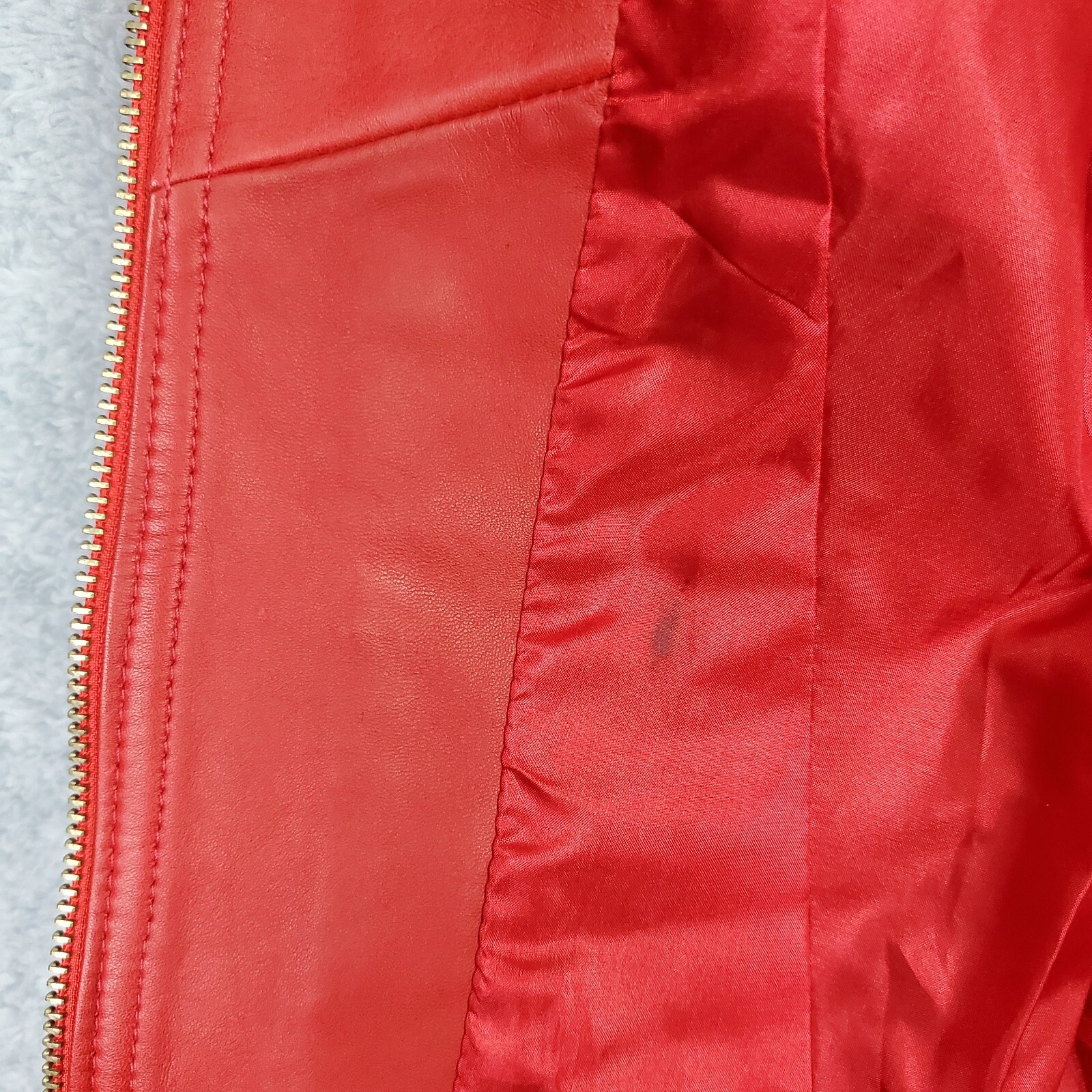Vintage Womens Crop Lamb Leather Jacket XS Red Biker Harley Moto Full Zip Pocket