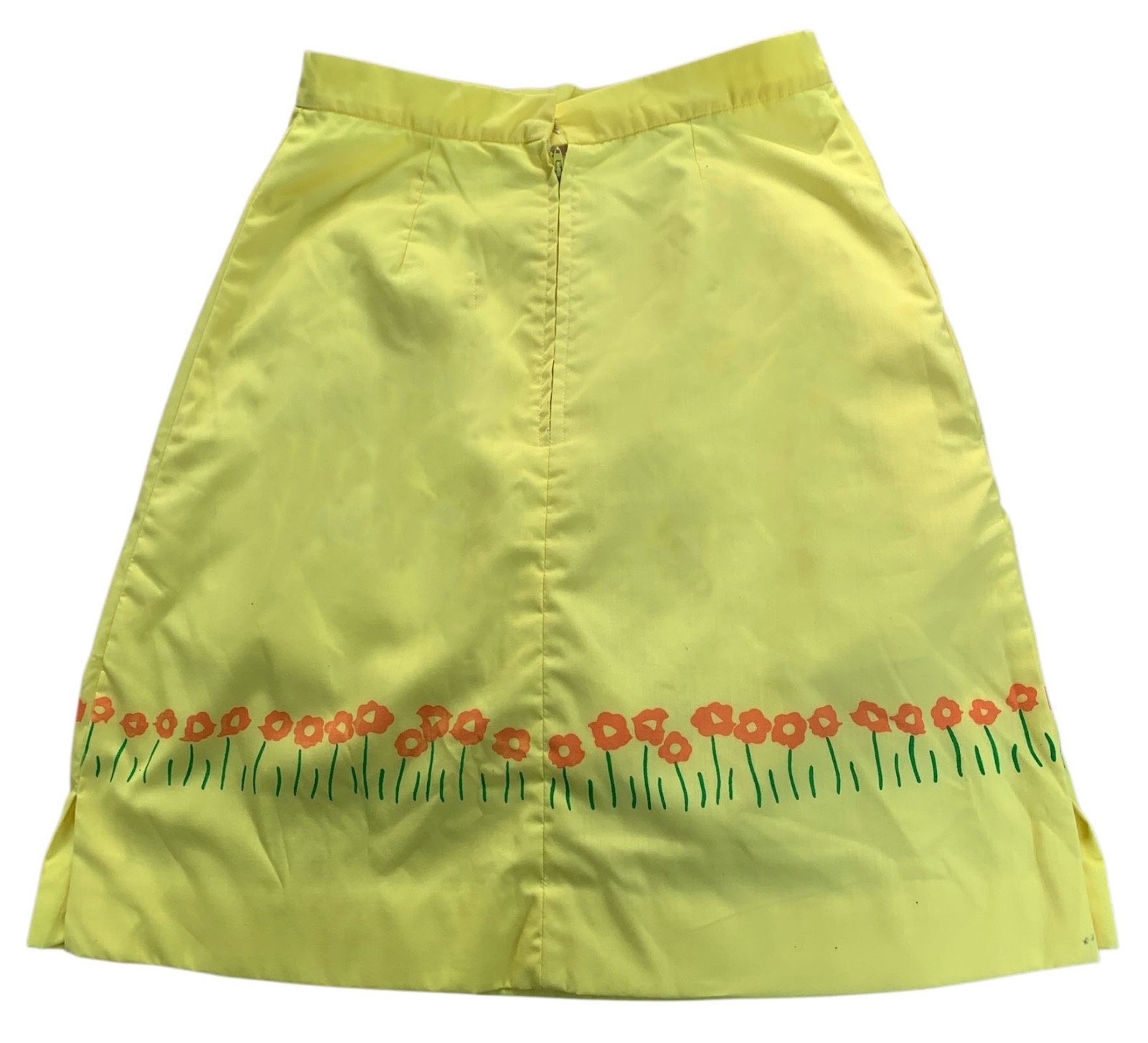 VESTED GENTRESS Vintage 70s/80s Women&rsquo;s Yellow Graphic Print Skirt – Sz XS/S