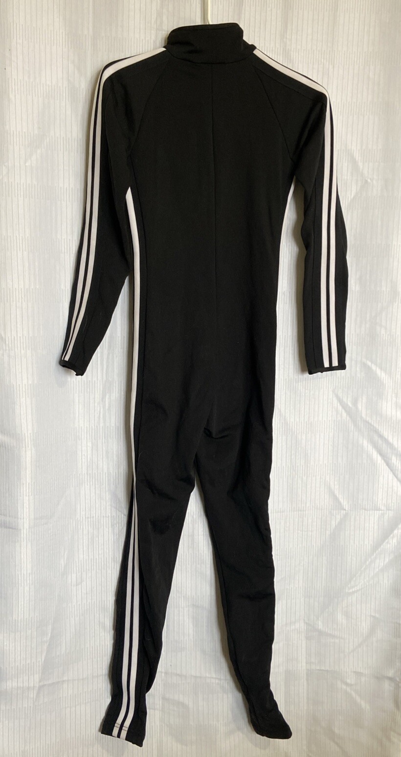 Vintage VS Sport Black Polyester/Spandex Full-Body Zipper Tracksuit w/ Stripes