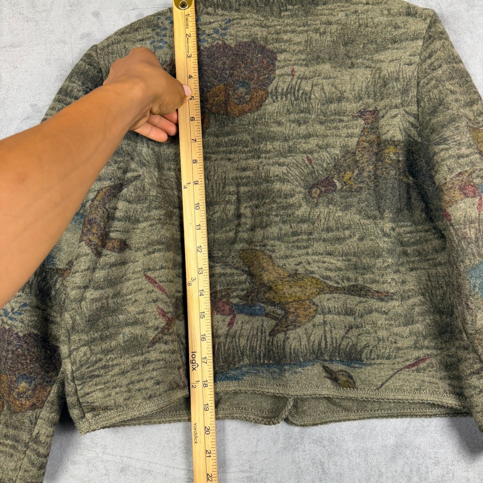 Litza Vintage West Germany Pure Wool Pheasant Hunting Scene Jacket Green Sz 42