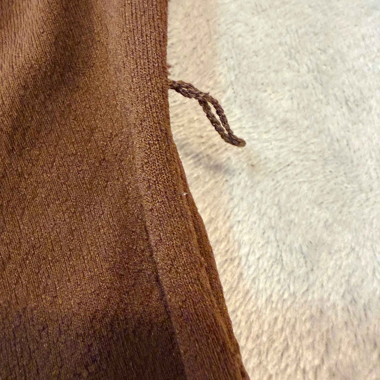 Vintage 70s Brown Polyester Zip Front Wide Leg Jumpsuit Tie Neck kitschy Size 10