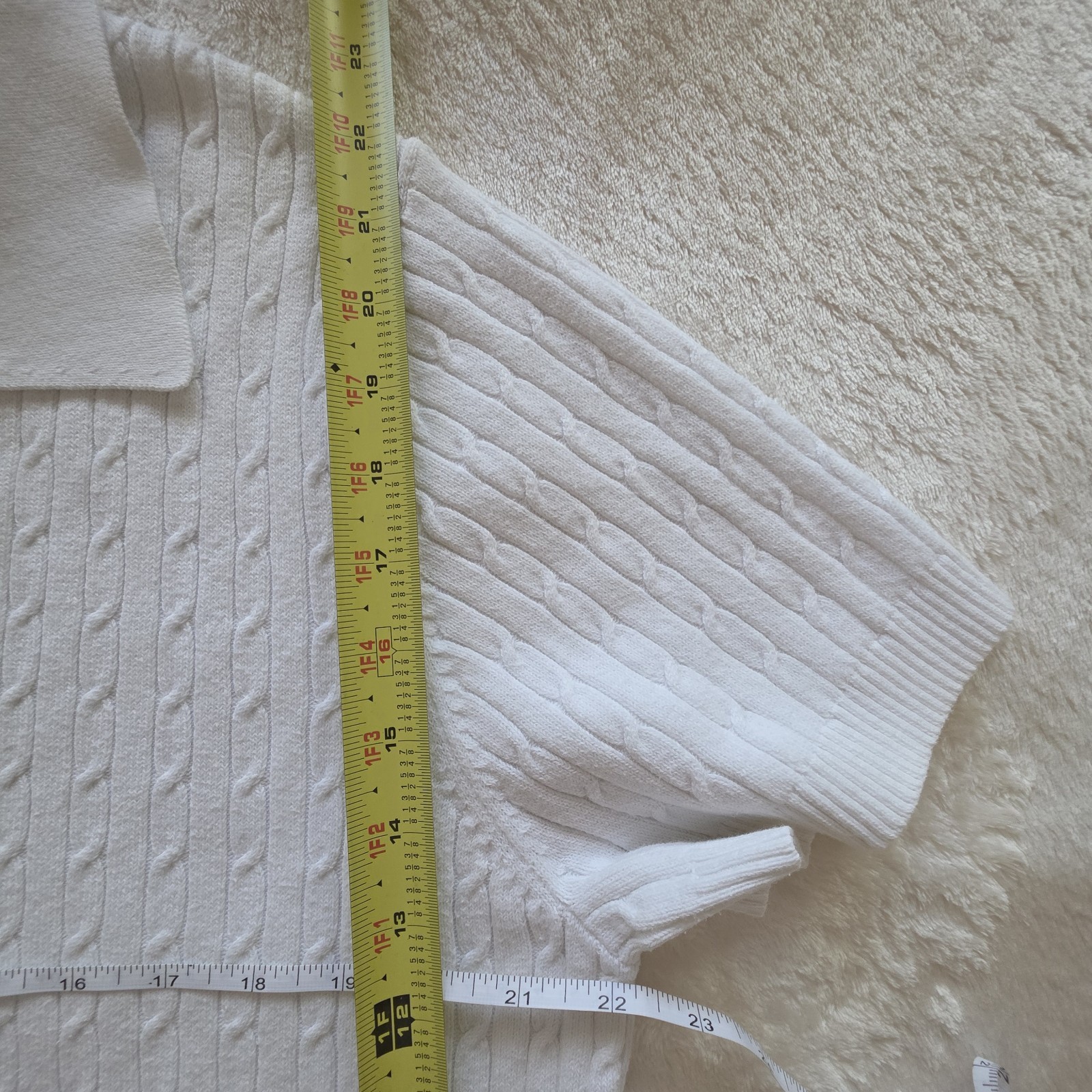 VTG White Stag Cable Knit Polo Sweater XL White 90s Streetwear Unisex Mens M L