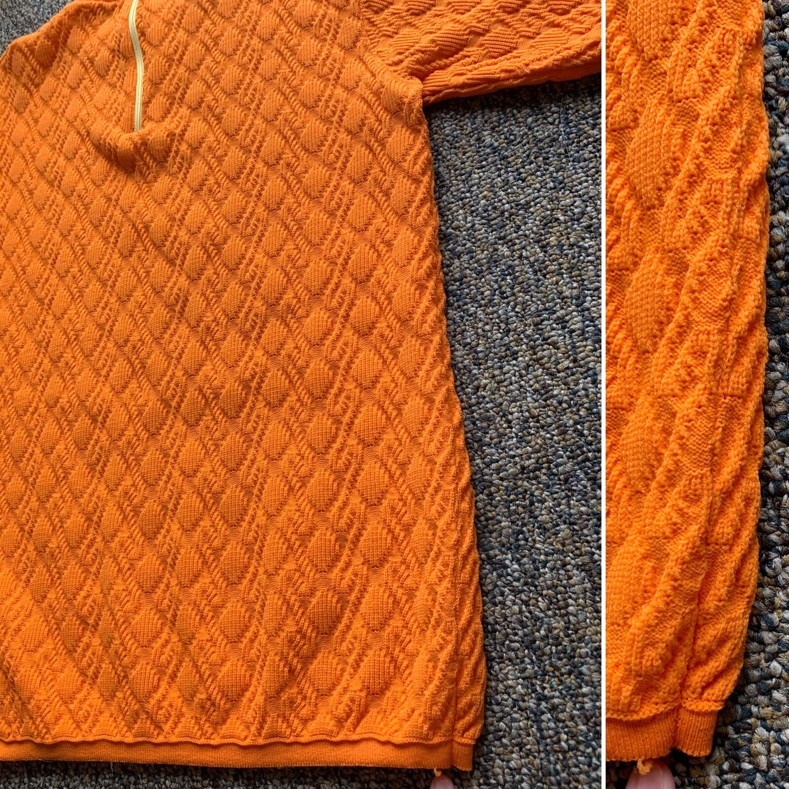 Vintage Miss Holly Top Orange Polyester Short Sleeve Made in Hong Kong size 38