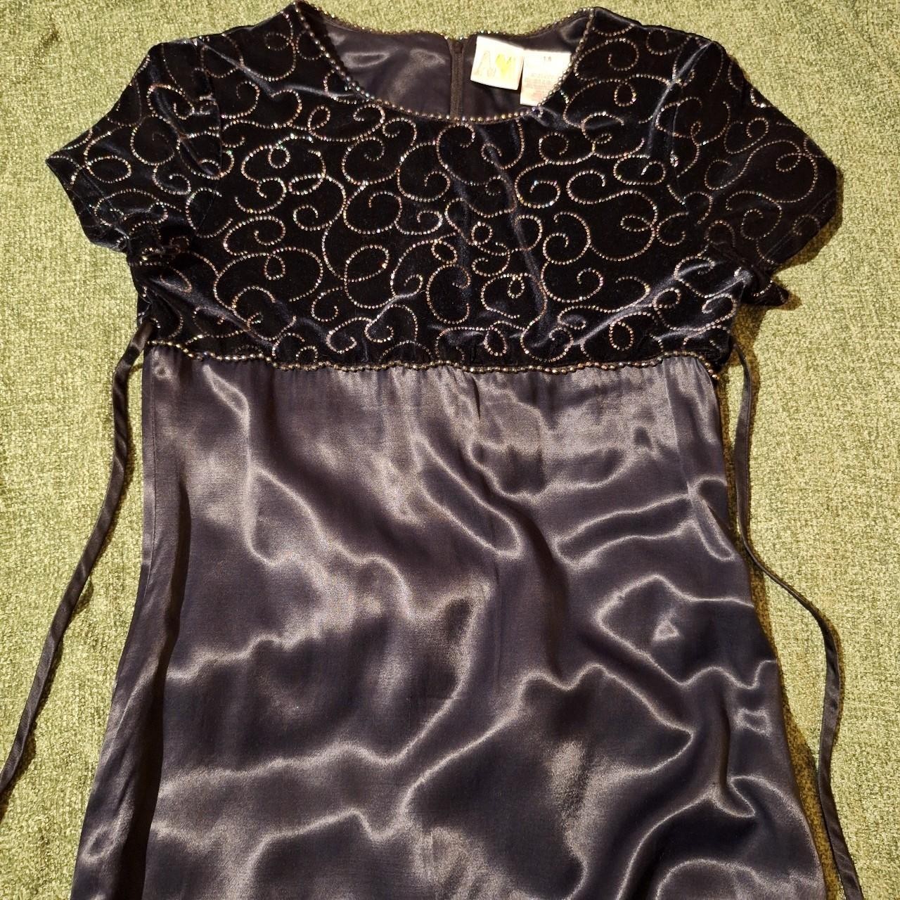 Vintage 90s Black Velvet Maxi Dress, Size XS