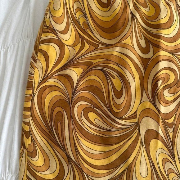 Vintage S Celine Spring/Summer 2003 Skirt With Yellow & Brown Swirl Graphic
