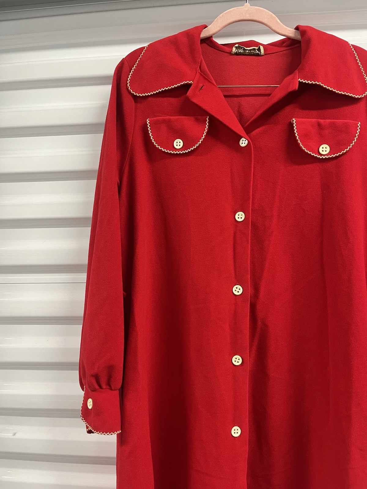 Red vintage 60s/70s fleece dress Rodeo western style cowgirl dress Vassarette