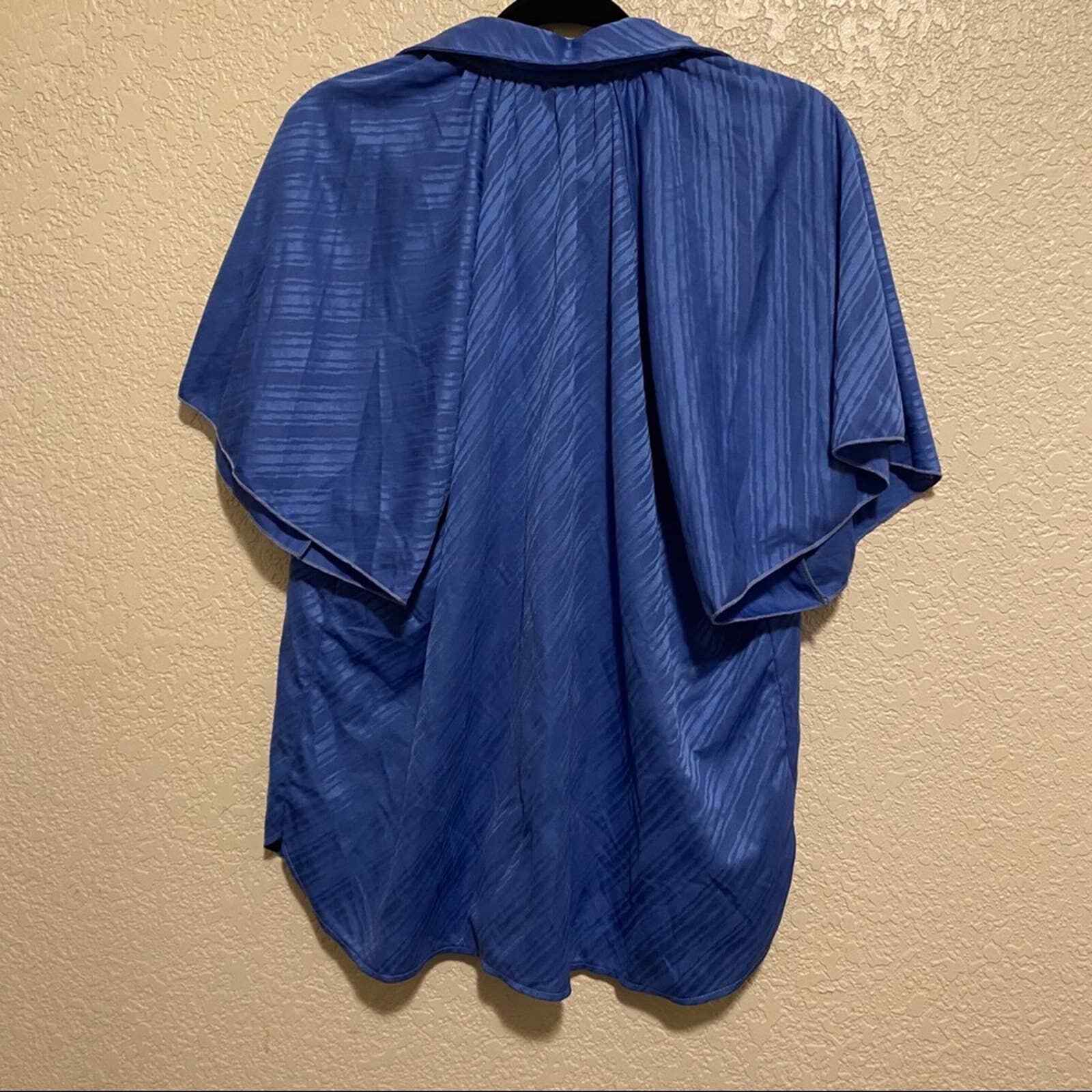 Vintage Beautiful 100% polyester blue On Blue Stripped blouse made in Singapore