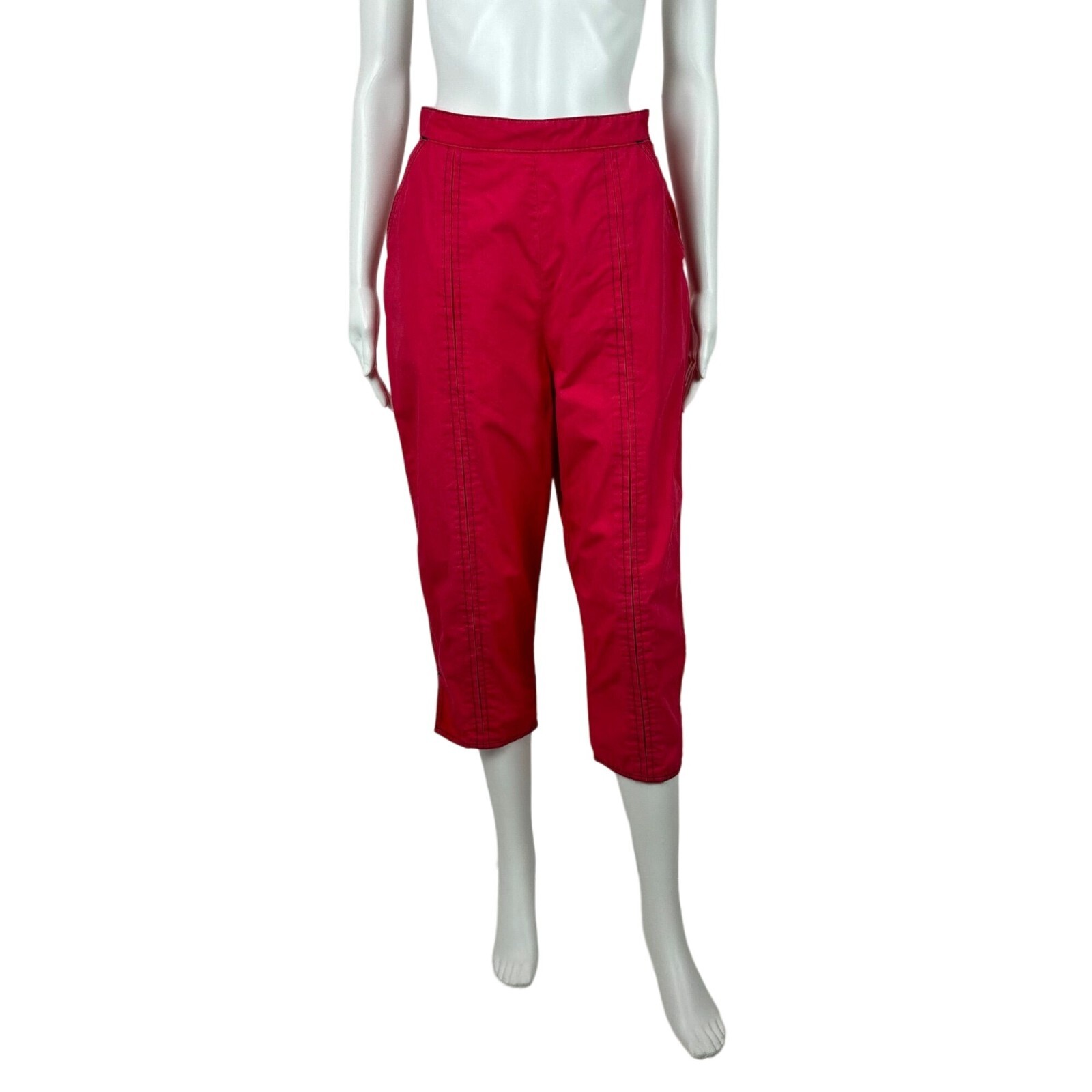 Vintage 1950s Capris Women&rsquo;s Small Red Pleated Cigarette Pants White Stag