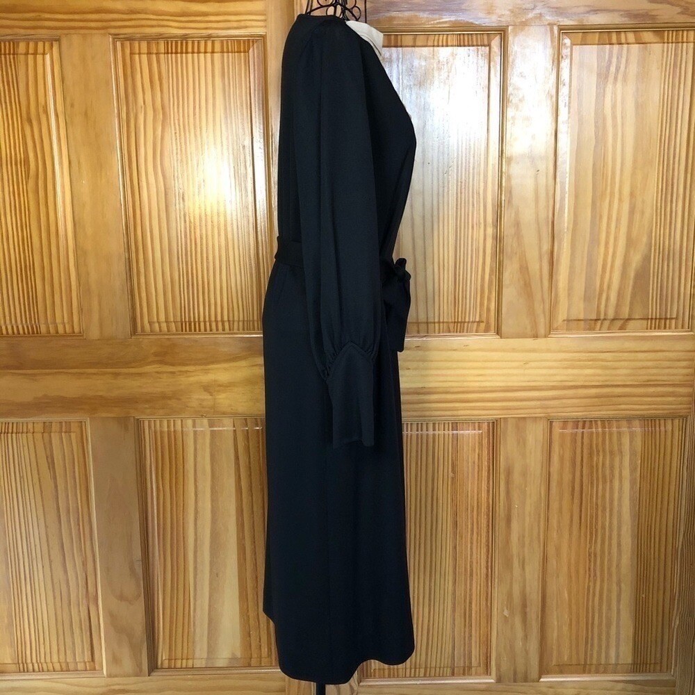 Vintage Kevin Stuart Petites Tie Waist Dress Black Size Medium Petite