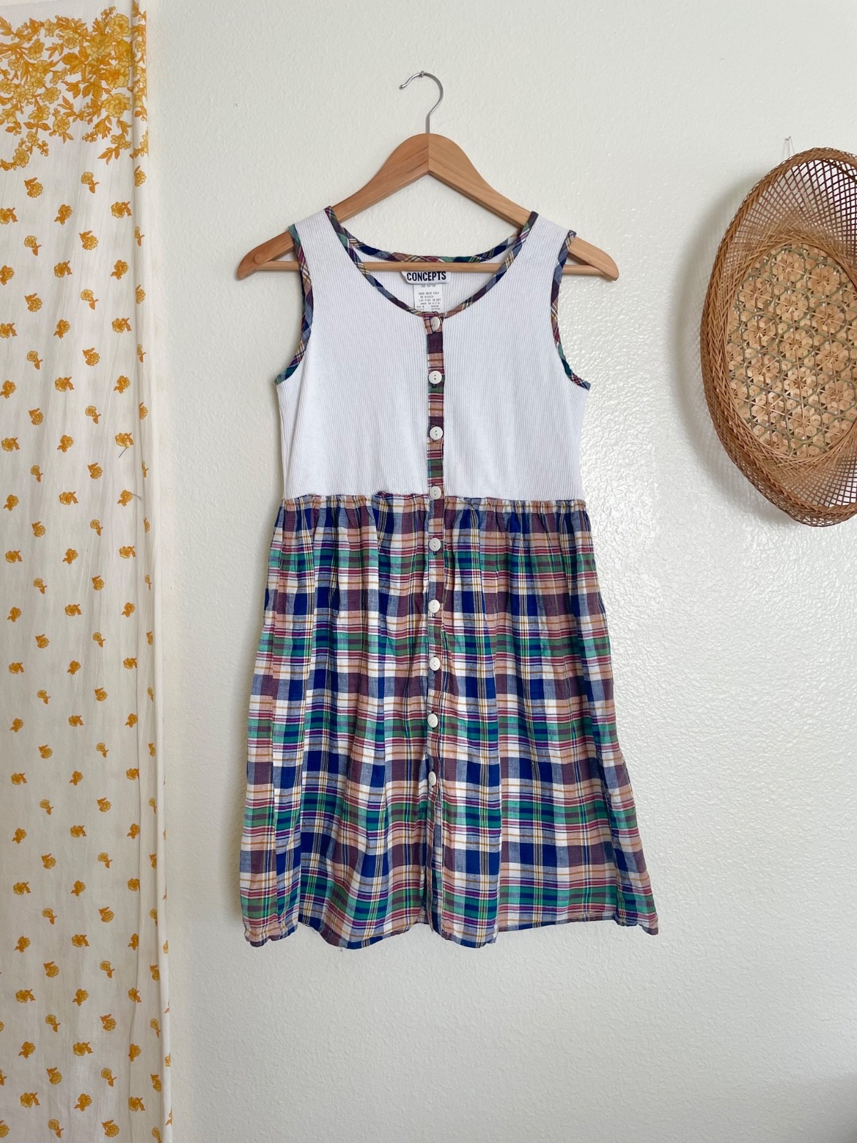 Vintage Plaid Mini Dress Made in USA Women&rsquo;s Medium California Concepts